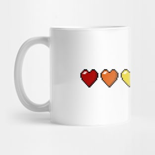 Row of Six LGBTQ Pride Rainbow Pixel Hearts Mug